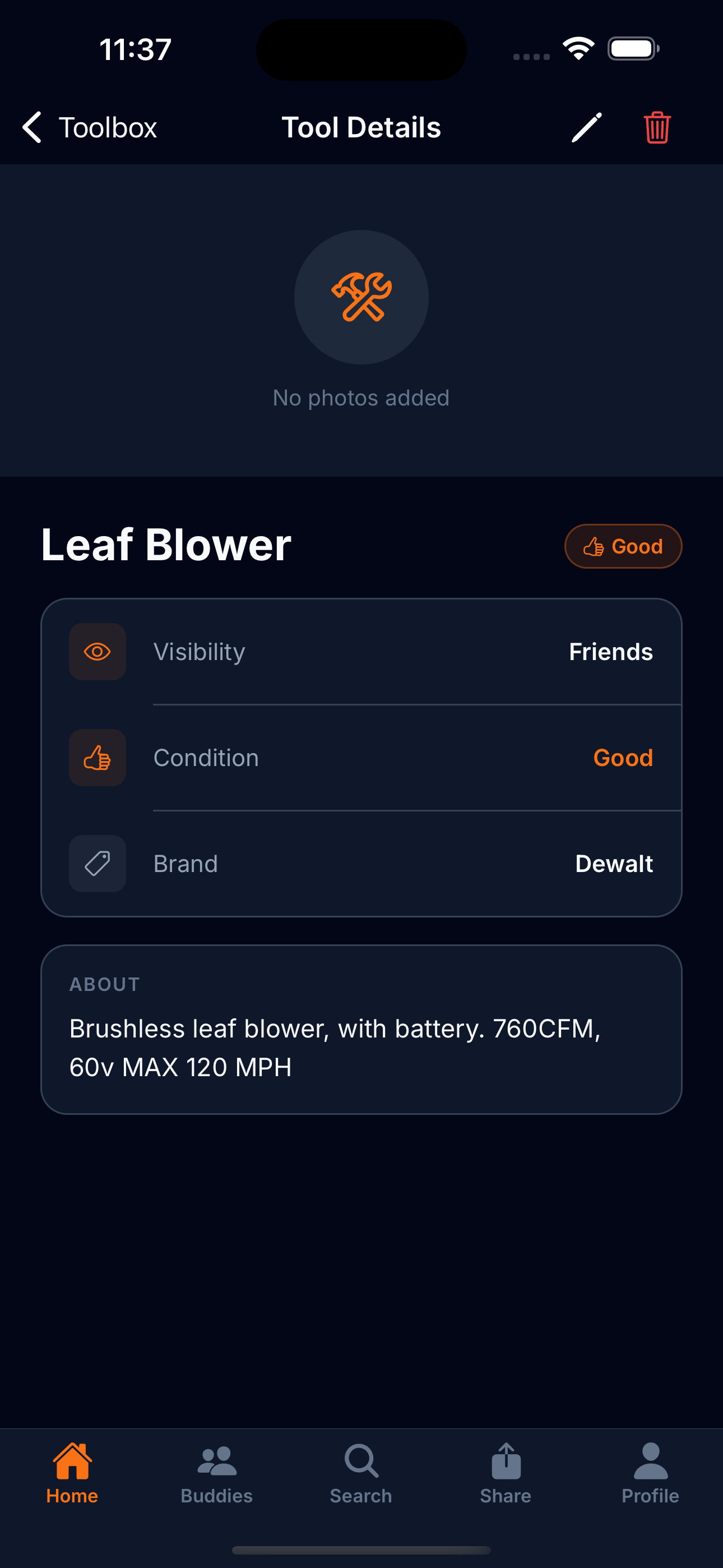 toolKUDU tool detail screen